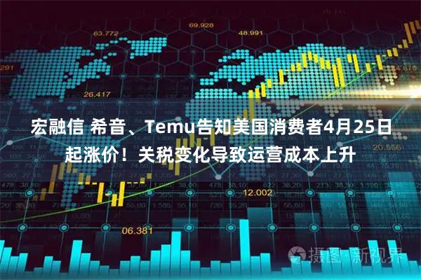 宏融信 希音、Temu告知美国消费者4月25日起涨价！关税变化导致运营成本上升