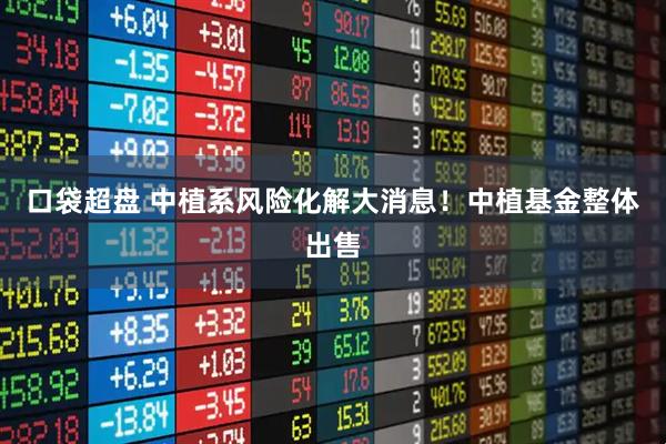 口袋超盘 中植系风险化解大消息！中植基金整体出售
