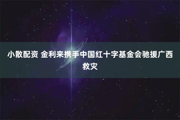 小散配资 金利来携手中国红十字基金会驰援广西救灾