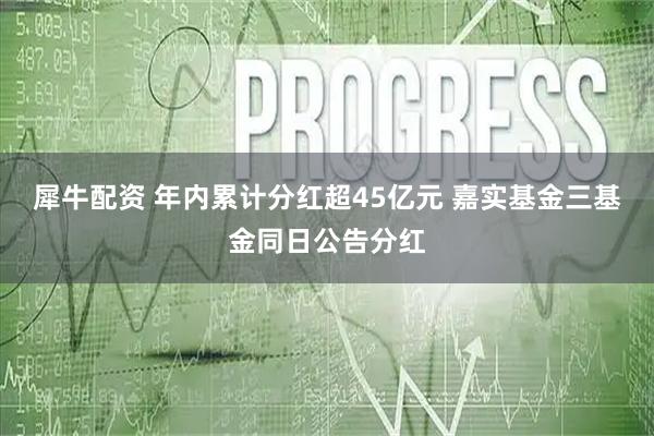 犀牛配资 年内累计分红超45亿元 嘉实基金三基金同日公告分红