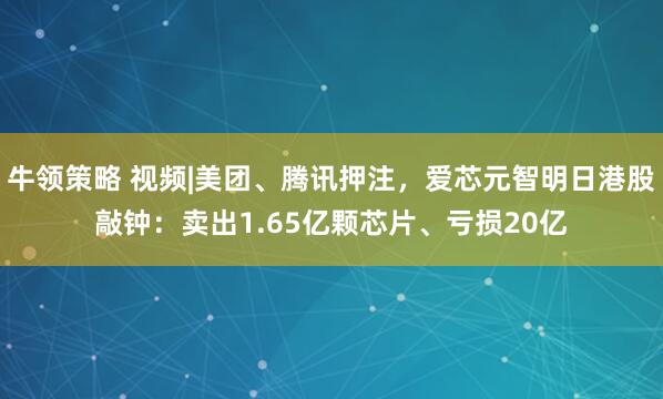 牛领策略 视频|美团、腾讯押注，爱芯元智明日港股敲钟：卖出1.65亿颗芯片、亏损20亿